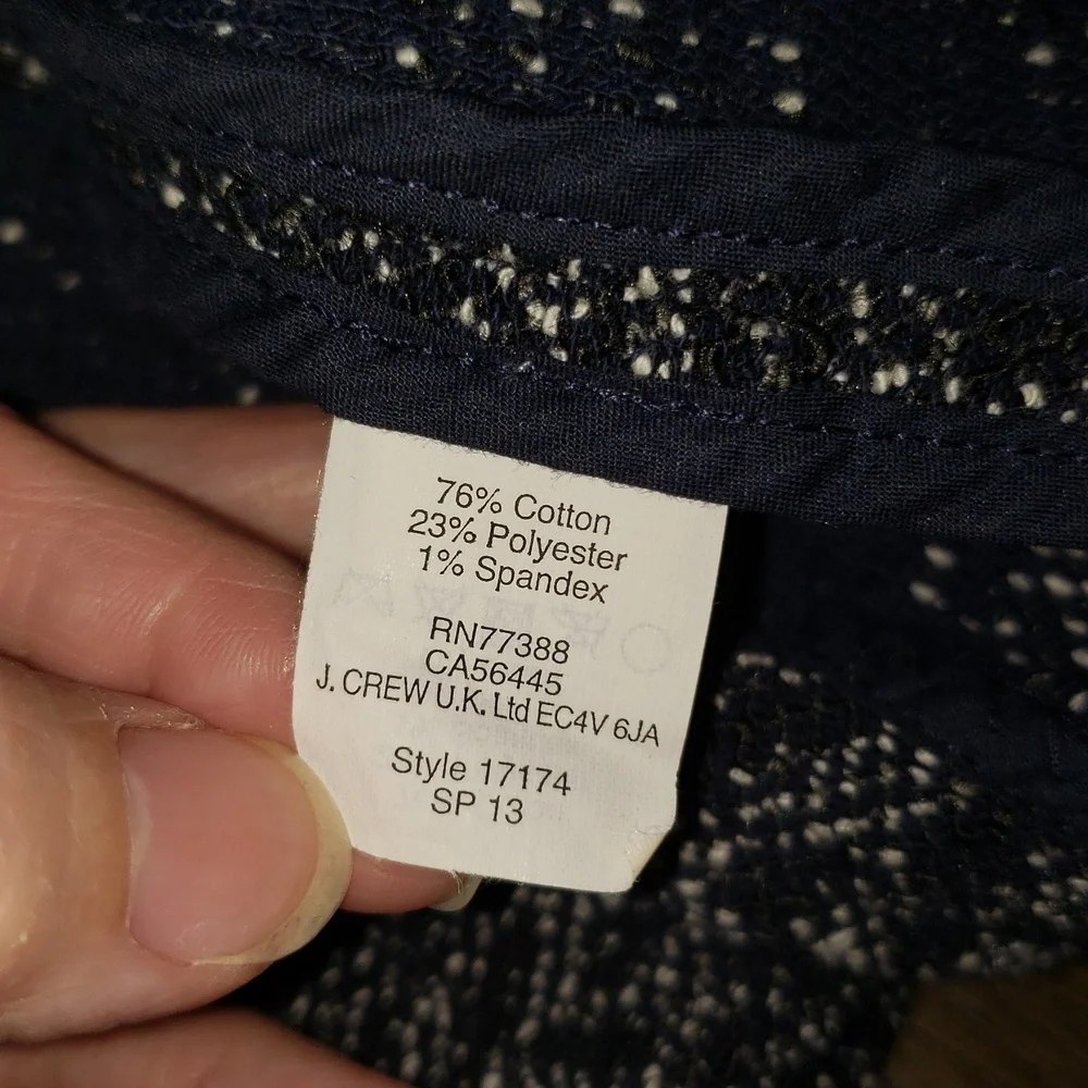 J. Crew S Micro Tweed Blazer Jacket Full Zip Small Navy Blue